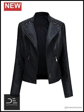 Faux Leather Zipper Punk Moto Biker Short Slim Fit Jacket Coat